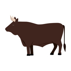 color image with brown bull vector illustration