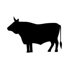 monochrome image with big bull vector illustration