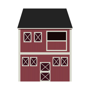silhouette colorful with barn of two floors vector illustration