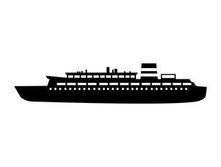 black silhouette cruise ship design vector illustration