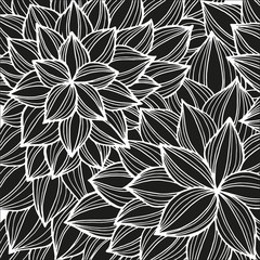 Doodle floral pattern in black and white. Hand drawn background. Abstract floral carpet