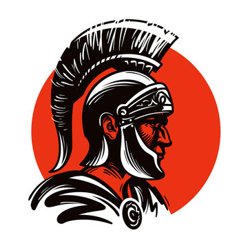 Roman soldier or Gladiator inside circle. Vector illustration