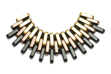 unusual metal gold  necklace isolated