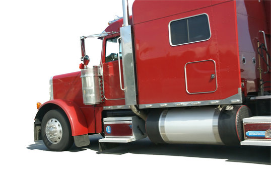 Red Semi Truck, Isolated