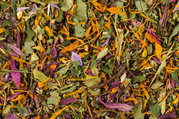 Dried herbal tea leaves