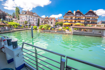 Immensee village from famous boat at Lake Zug on a sunny day, Switzerland