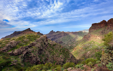 Green rocky valley of Masca town on Tenerife island, Spain