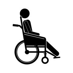 person sitting wheelchair flat icon vector illustration