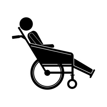 Person Sitting In Reclining Wheelchair Flat Icon Vector Illustration