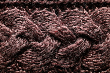 Texture of a dark, warm, winter sweater with unusual patterns.