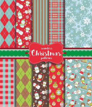 Set of Christmas seamless backgrounds