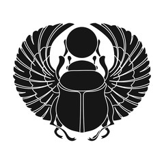 Scarab icon in black style isolated on white background. Ancient Egypt symbol stock vector illustration.