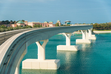 Monorail bridge above water