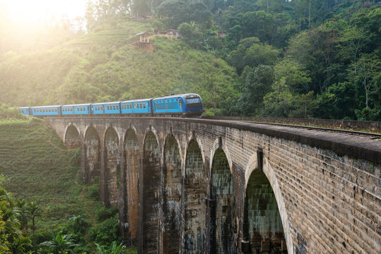 Fototapeta Railway bridge and train