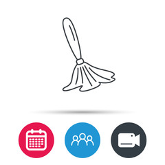 Brush icon. Paintbrush tool sign. Artist instrument symbol. Group of people, video cam and calendar icons. Vector