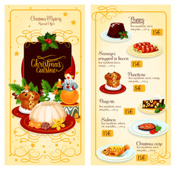 Christmas cuisine restaurant menu template design