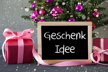 Fototapeta na wymiar Tree With Gifts, Snowflakes, Geschenk Idee Means Gift Idea