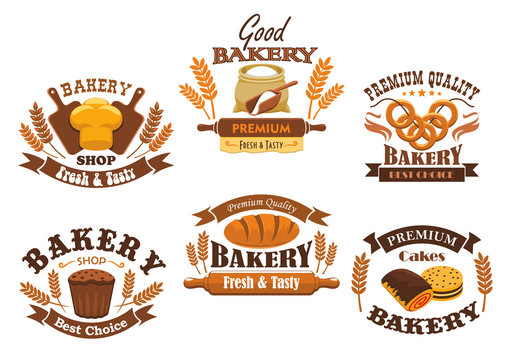 Bakery shop vector isolated icons set