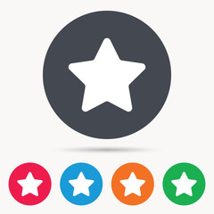 Star icon. Favorite or best sign. Web ranking symbol. Colored circle buttons with flat web icon. Vector