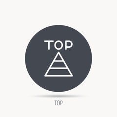 Triangle icon. Top or best result sign. Success symbol. Round web button with flat icon. Vector