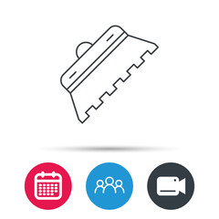 Trowel for tile icon. Spatula repair tool sign. Group of people, video cam and calendar icons. Vector