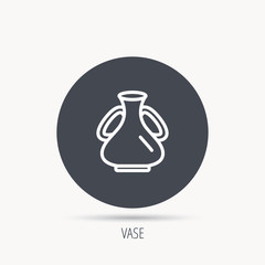 Vase icon. Decorative vintage amphora sign. Round web button with flat icon. Vector