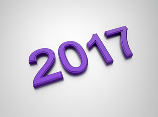 3D render - purple 2017 year illustration