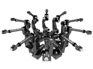 3D array - black industrial robots