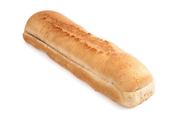 Elongated burger bun on white background