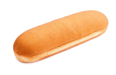 Elongated burger bun on white background
