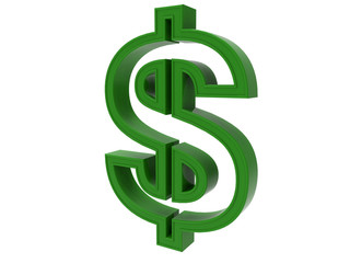 3D isolated green dollar sign