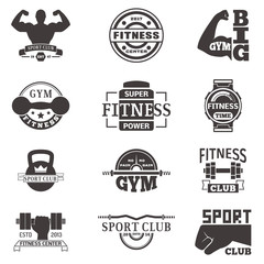 Gym fitness logo vector badge.