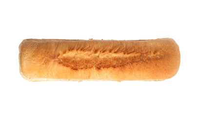 Elongated burger bun on white background