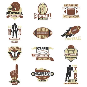 American football sign vector set.