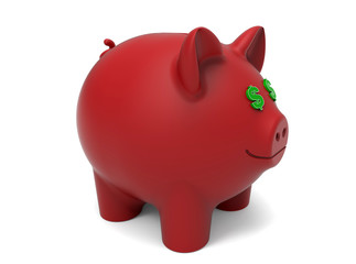 3D render - piggy bank deposit dollars concepts