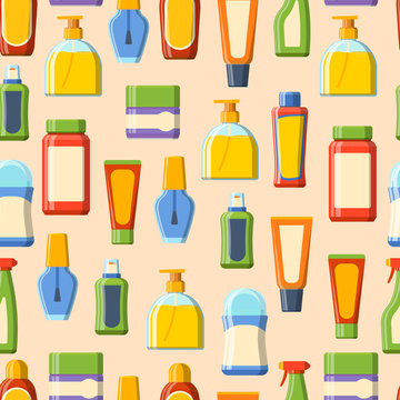 Perfume tube seamless pattern vector.