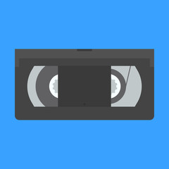 Obraz premium Icon retro video black tape in flat style.