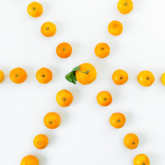 Mandarin. Flat lay. White Background