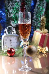 Celebration. the glasses of champagne and wine.