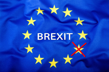 Brexit. Brexit Yes. Brexit No. Flags of the United Kingdom and the European Union. UK Flag and EU Flag. British Union Jack flag. Flag outside stars. England appearances in the European Union.