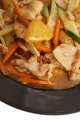 Chinese food. Chicken with orange and vegetables