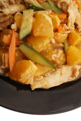 Chinese food. Chicken with orange and vegetables