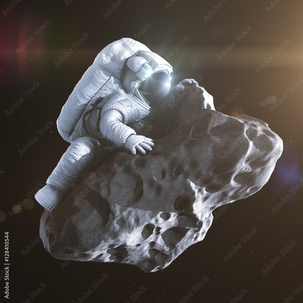 Canvas Prints landing on an asteroid, abstract 3d render