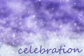 Purple Christmas Background, Snow, Snowflakes, Text Celebration