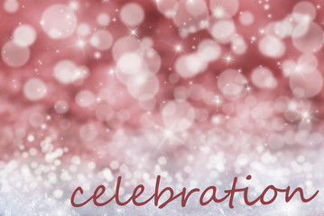 Red Bokeh Christmas Background, Snow, Text Celebration