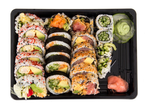 various fish sushi plate