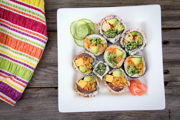various fish sushi plate