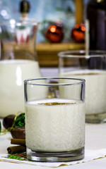 Eggnog in a Holiday Theme Glass