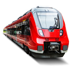 Moderni brzi vlak izoliran na bijeloj boji