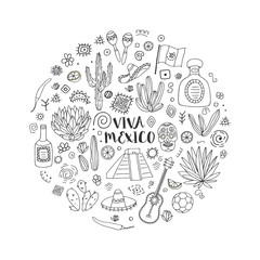 Doodles set of Mexico